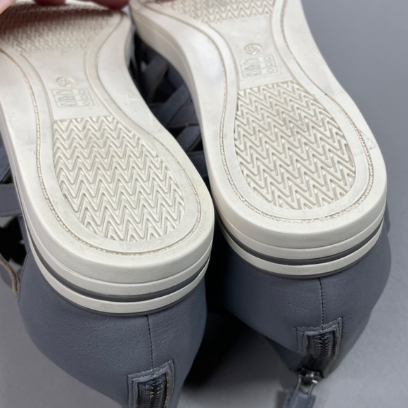 Eileen Fisher Shoes Womens 8.5 gray white leather sandals zip strap casual - Picture 10 of 13
